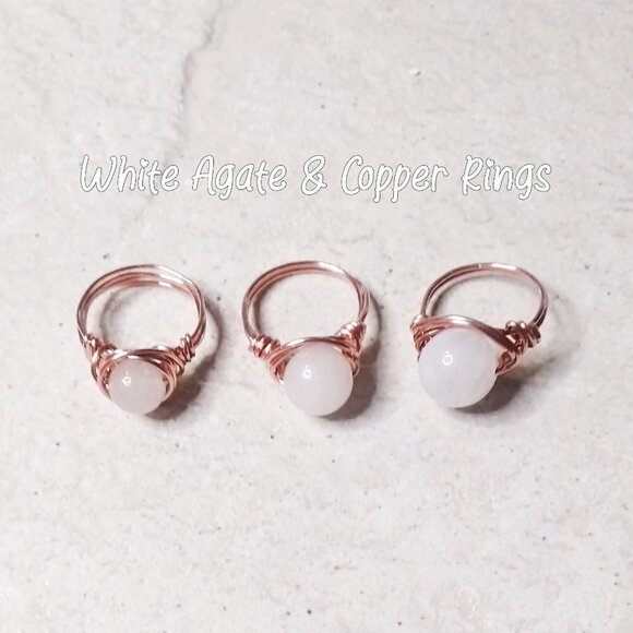 Size 7! White Agate & Copper Wire Ring! Sleek, Sexy & Feminine! - Picture 9 of 11